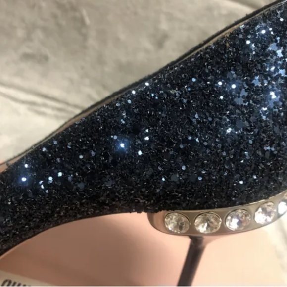 Brand New Miu Miu Glitter High Heels embellished with crystals on the back - Picture 4 of 4